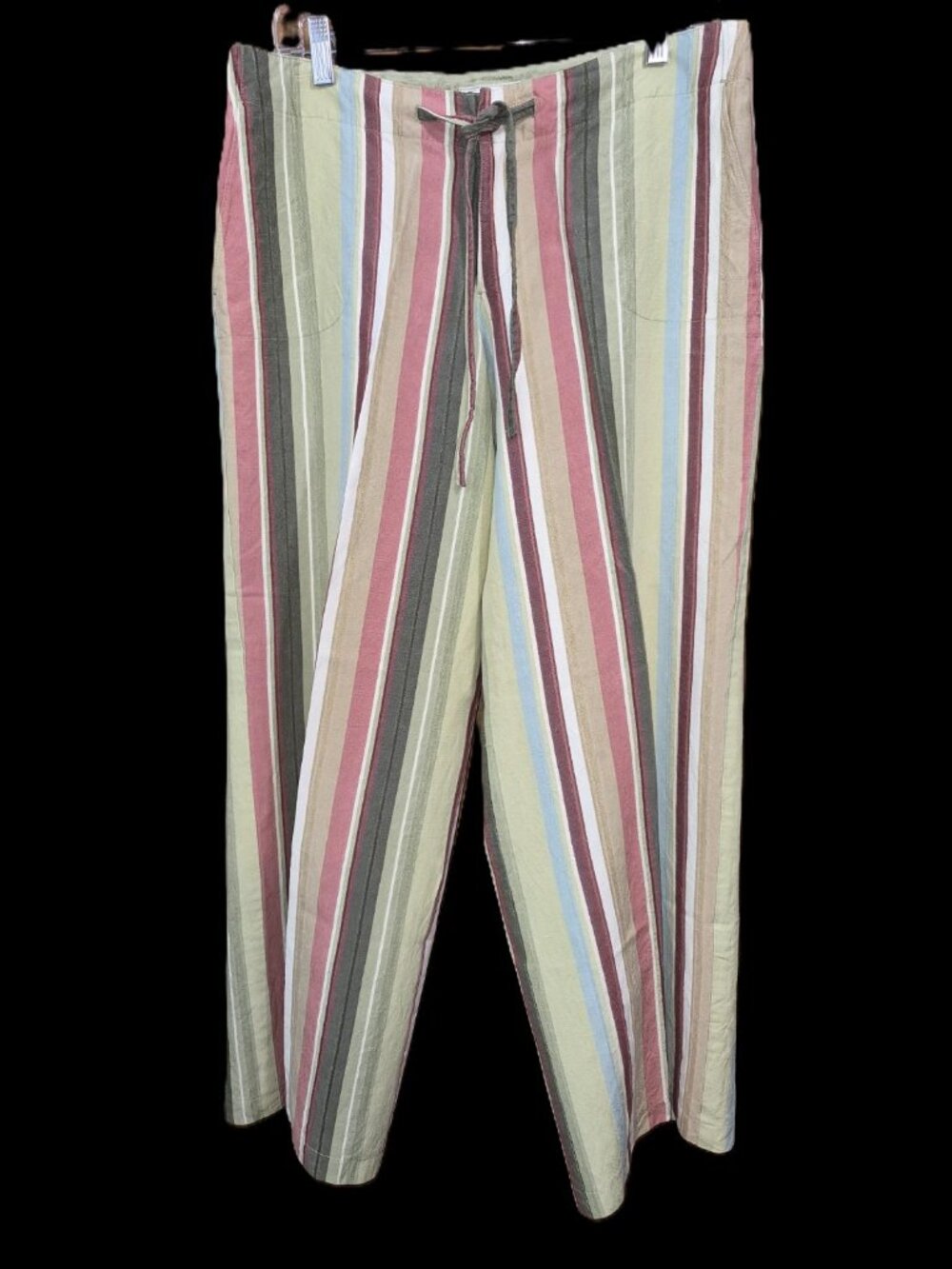 Vtg Tommy Bahama Women's Crop Pants Wide Leg Slik & Linen Striped Size 12
